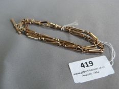 9cT Gold Bracelet with T-Bar Approx. 21.5g