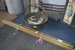 13 Brass Stair Rods, Clips & a Brass Jam Pan