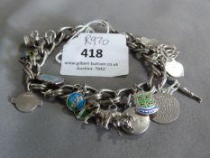 White Metal Charm Bracelet with Silver Charms
