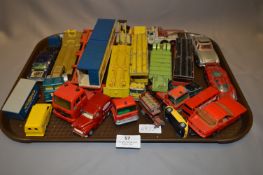 Tray Lot; Play Worn Corgi, Matchbox and Other Diecast Vehicles