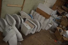*Large Quantity Assorted White Wash Basins, Pedestals, WCs, etc.
