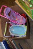 * box Containing Assorted Toy Pushchairs etc.
