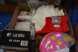 *Box of Clothing Cycle Helmets, Leeson 12V Amplifier, Maxim Car Stereo, etc.