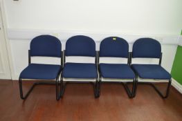 *Four Tubular Framed Office Chairs Upholstered in Blue