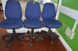 *Three Gas Lift Office Chairs (Blue)