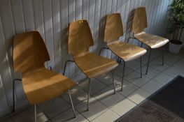 *Five Contemporary Style Reception Chairs on Chrome Frames with Oak Seats
