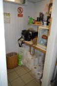 *Contents of Storeroom; Stella Artois Countertop Fridge, Digital Safe, Microwave Oven, Toilet Rolls,