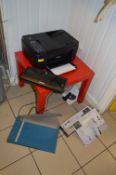 *Canon MX495 Printer, Red Occasional Table, Paper Trimmer and a Laminator