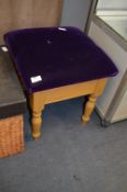 Pine Dressing Table Stool with Upholstered Top