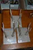 Three Polished Aluminium Coat Hooks in the Form of Antlers