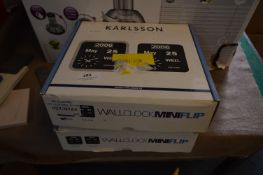 Two Mini Flip Wall Clocks