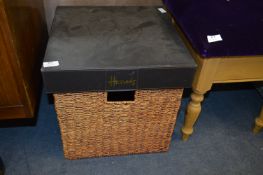 Harrods Leather Top Wicker Basket