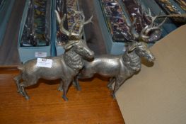 Pair of Silver Plated Stags