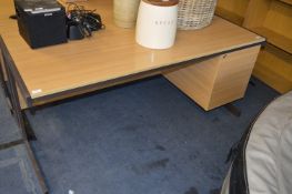 Single Pedestal Desk in Light Oak and Brown Finish