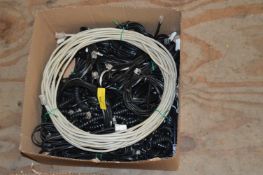 *Box Containing Assorted Computer Cables, Curly Flexes, etc.