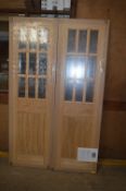 *Pair of Oak Nine Panel Glass Doors