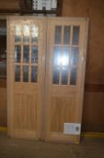 *Pair of Oak Nine Panel Glass Doors