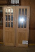 *Pair of Oak Nine Panel Glass Doors
