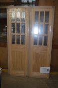 *Pair of Oak Nine Panel Glass Doors