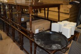 Nine Rectangular Darkwood Pub Tables on Turned Legs