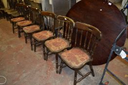 Six Spindle Back Dining Chairs with Upholstered Seats