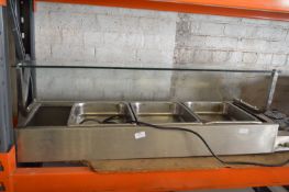 Heated Four Pot Wet Well Bain Marie with Curved Glass Cover