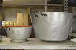 Large Conical Aluminium Bowl and a Aluminium Colander