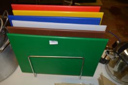 Set of Six Coloured Chopping Boards in Rack