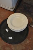 Three Non Slip Trays and Eight White Soup Bowls