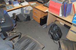 *Three Office Desks and Six Assorted Office Chairs