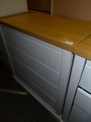 *Chest of Four Drawers in Cream and Light Oak Finish