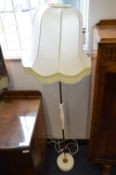 White & Brass Standard Lamp with Shade