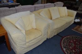 Three Piece Suite with Yellow Loose Covers