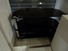 Black Glass & Chrome TV Stand