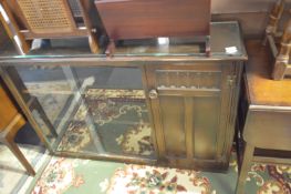 Priory Style Oak Display Unit with Glazed Sliding Doors