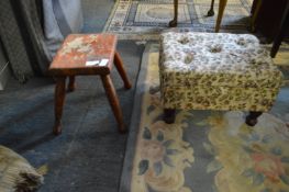 Upholstered Sewing Box and a Vintage Four Leg Stool