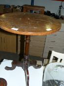 Circular Inlaid Mahogany Table on Tripod Base