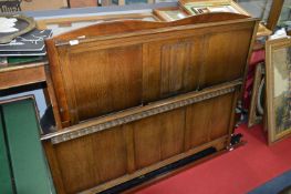 Oak Double Headboard and Foot with Linen Fold Panels