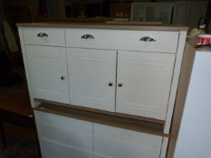 *Sideboard Unit with Drawers and Cupboards in Ivory and Light Oak Finish