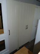 *One Double and One Single Wardrobe in Ivory Finish with Antique Bronze Handles