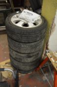Four Vauxhall Alloy Wheels with Tyres and a Spare