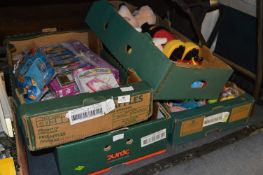 Four Boxes of Children's Toys; Disney Mickey & Minnie Mouse, Soft Toys, Remote Control Vehicles,
