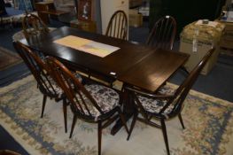 Ercol Extending Dining Table with Four Highback Chairs and Two Carvers