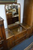 Oak Dressing Table with Linen Fold Panel Doors