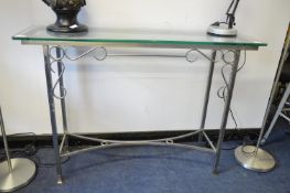 Wrought Iron Hall Table with Glass Top