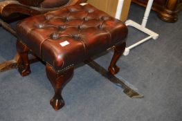 Oxblood Leather Mahogany Framed Footstool on Ball & Claw Feet