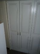 *White Double Door Wardrobe with Brushed Stainless Steel Handles