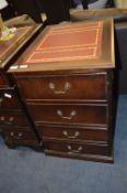 Reproduction Mahogany Two Drawer Filing Cabinet with Inlet Leather Top