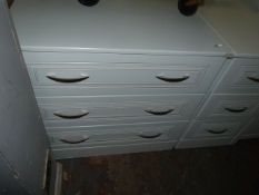 *White Chest of Three Drawers with Brushed Stainless Steel Handles