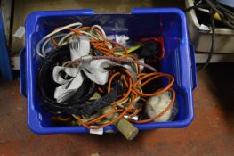 Box Containing Extension Leads, Painters & Decorators Items, Tie Down Straps, etc.